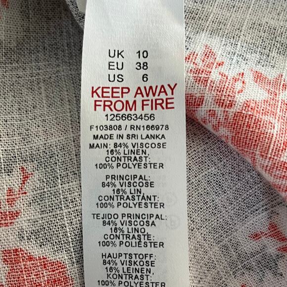 Topshop Oversized Button Front Mini Shirt Dress Orange Black Floral Linen 6 NWT - Picture 11 of 14